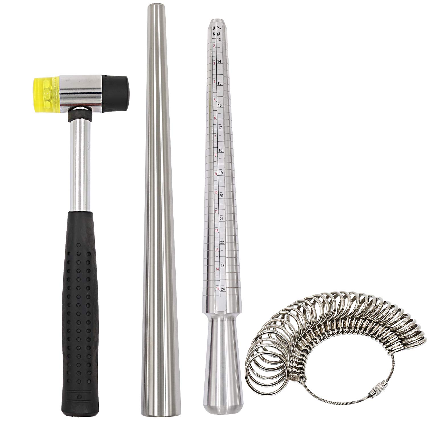 Yasumai Ring Mandrel Sizer Tool with Metal Mandrel Finger Sizing Measuring Stick and Ring Sizer