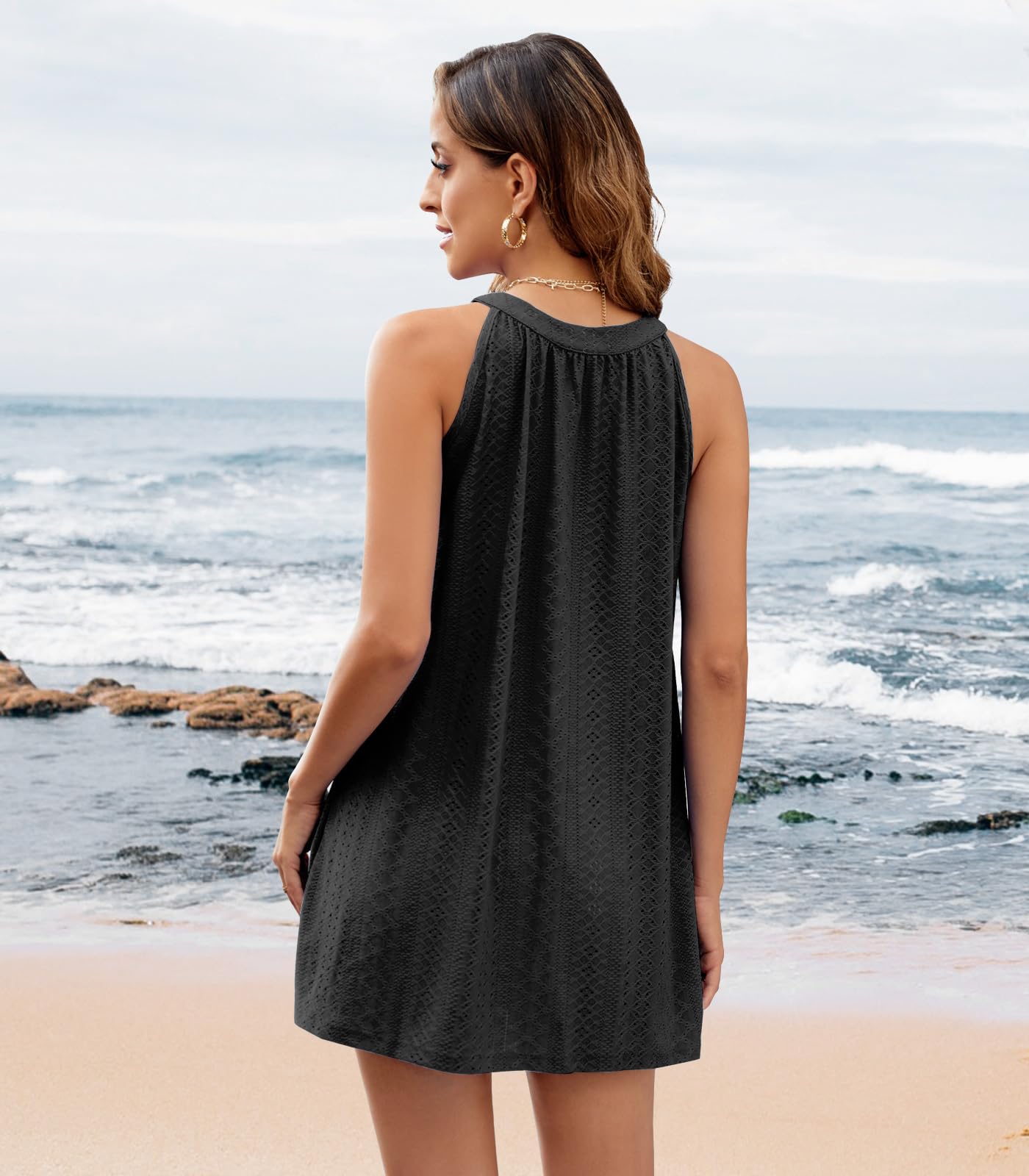 Vestidos de Playa Mujer Ropa de Playa Corto Camisolas de Playa Bikini Cover Up Pareos Ropa