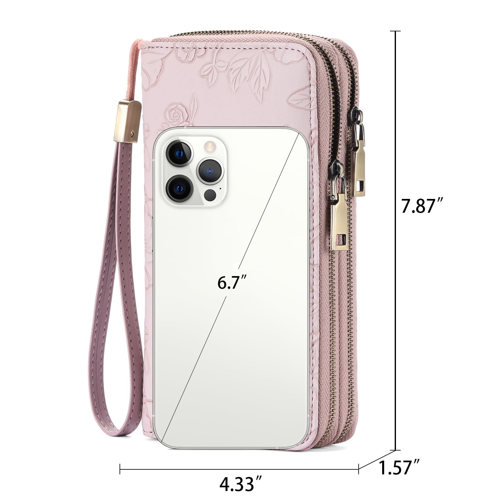 GAEKEAO Portafoglio Donna Grande, Portamonete Vegan in Pelle, Porta Tessere Blocco RFID, Portacarte di Credito, Porta Tessere, Borsellino Doppia Cerniera, Idee Regalo