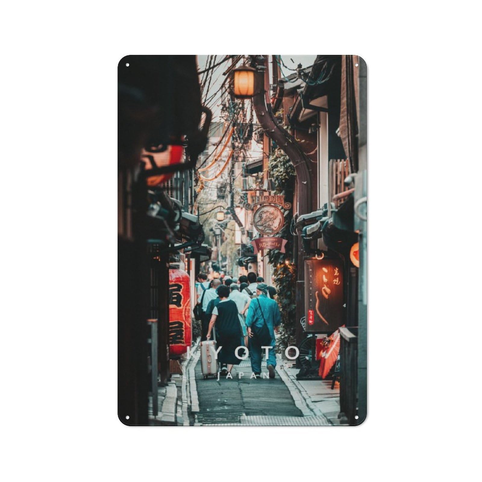 Junmoney Pontocho Kyoto Rustic Metal Plaque 30X20cm For Hobby Room Or Studio, For Vintage Wall Decor Fans, For Garage And Workshop Walls