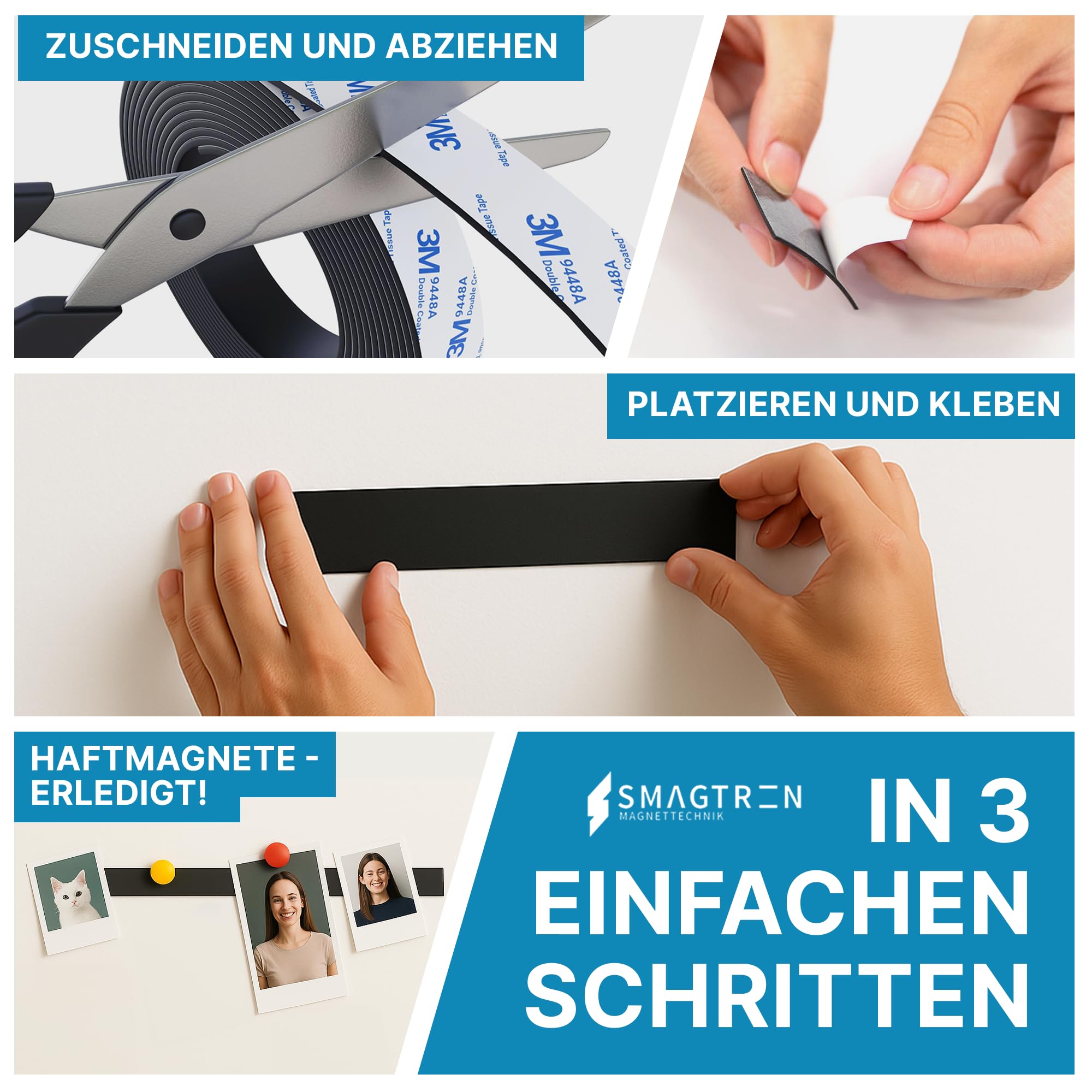 Metallband Selbstklebend 25mm X 3m Weiß - Magnethaftleiste Für Wand & Büro