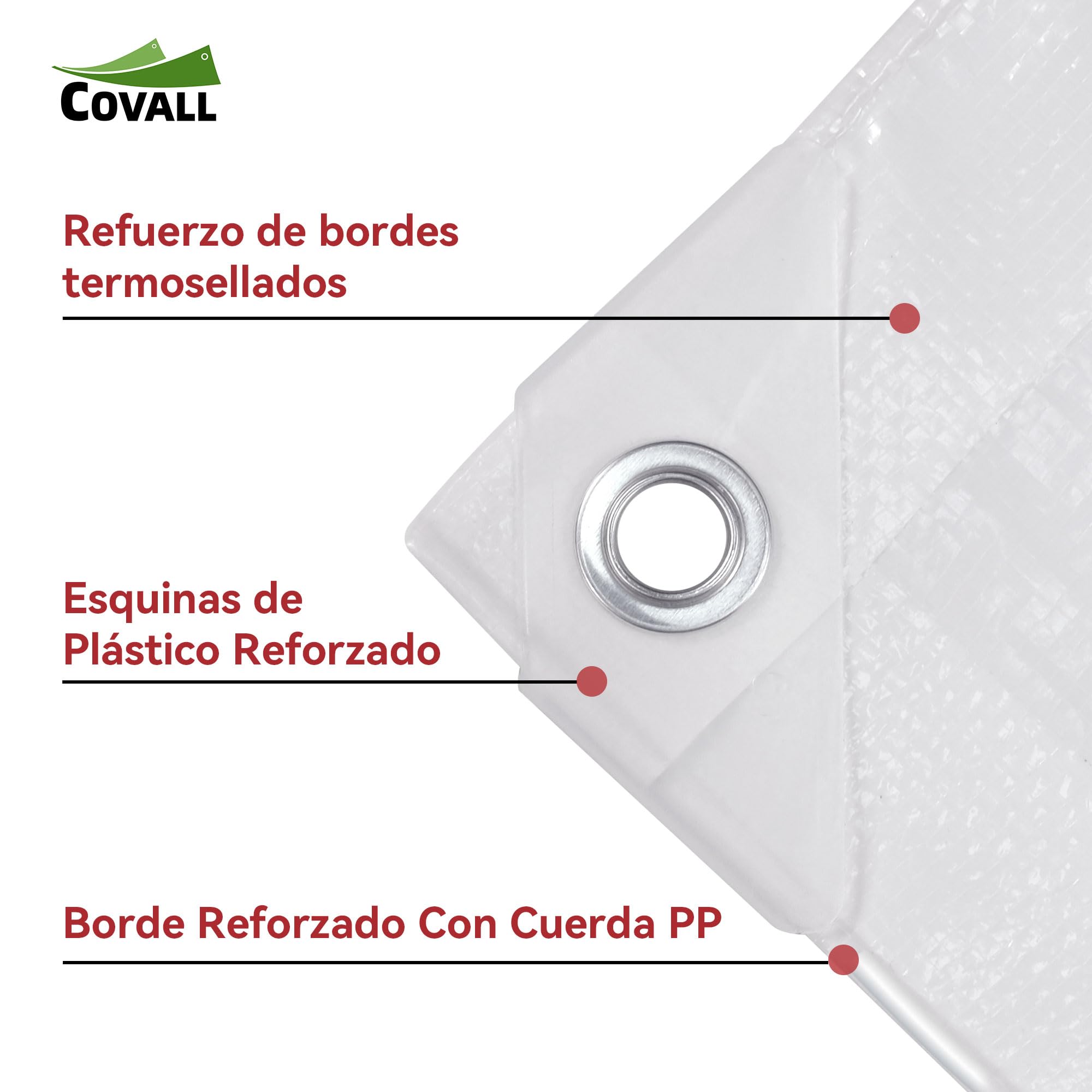 Lona Impermeable Exterior 3x10 m– 115g/m², Blanco, con Ojales de Acero, Resistente al Desgarro, Lona Protectora Resistente a Intemperie y a Rayos UV, para Jardín, Piscina y Remolque