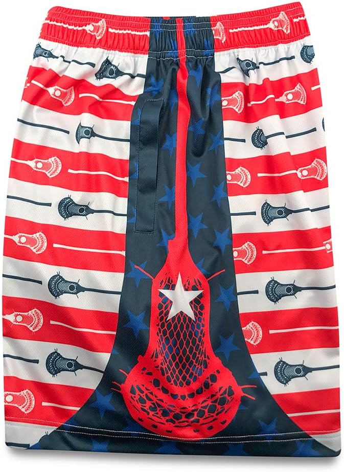 ChalkTalkSPORTS Lacrosse Performance Shorts - Patriotic - Lacrosse Athletic Shorts - Adult Small - Image 4