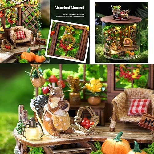 Miniatura 5 de Cjeuxnr Kit de casa de muñecas en miniatura, caja de vidrio, casa de muñecas, con luces LED, juego de mini casa, regalo creativo de cumpleaños, Año