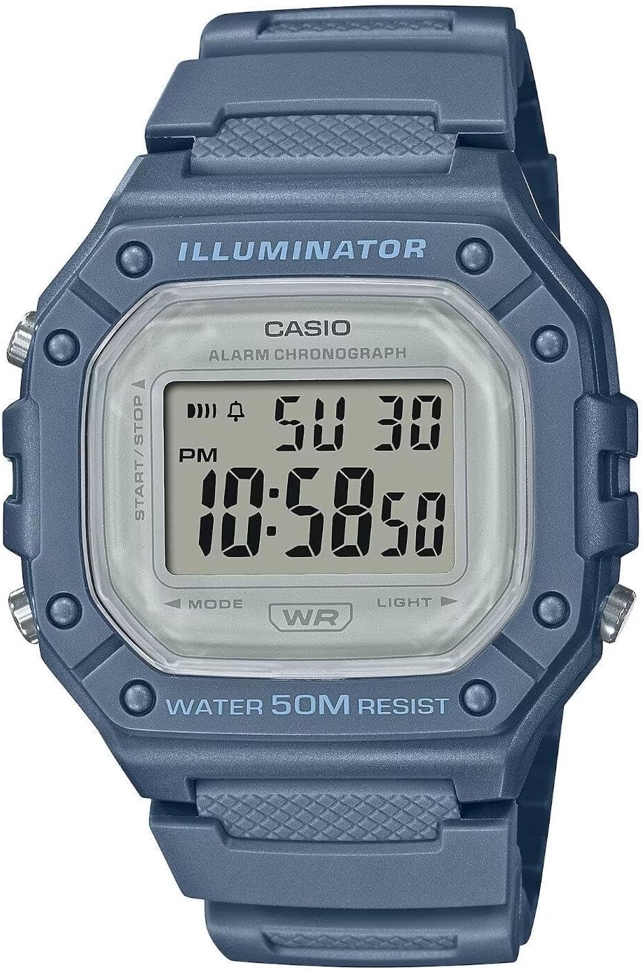 W218H Series | Men’s Digital Watch | 50M WR | 1/100 Second Stopwatch | 100 SEC Chronograph | LED Backlight | Countdown Timer | Daily Alarm | Hourly Time Signal | 7 Year Battery