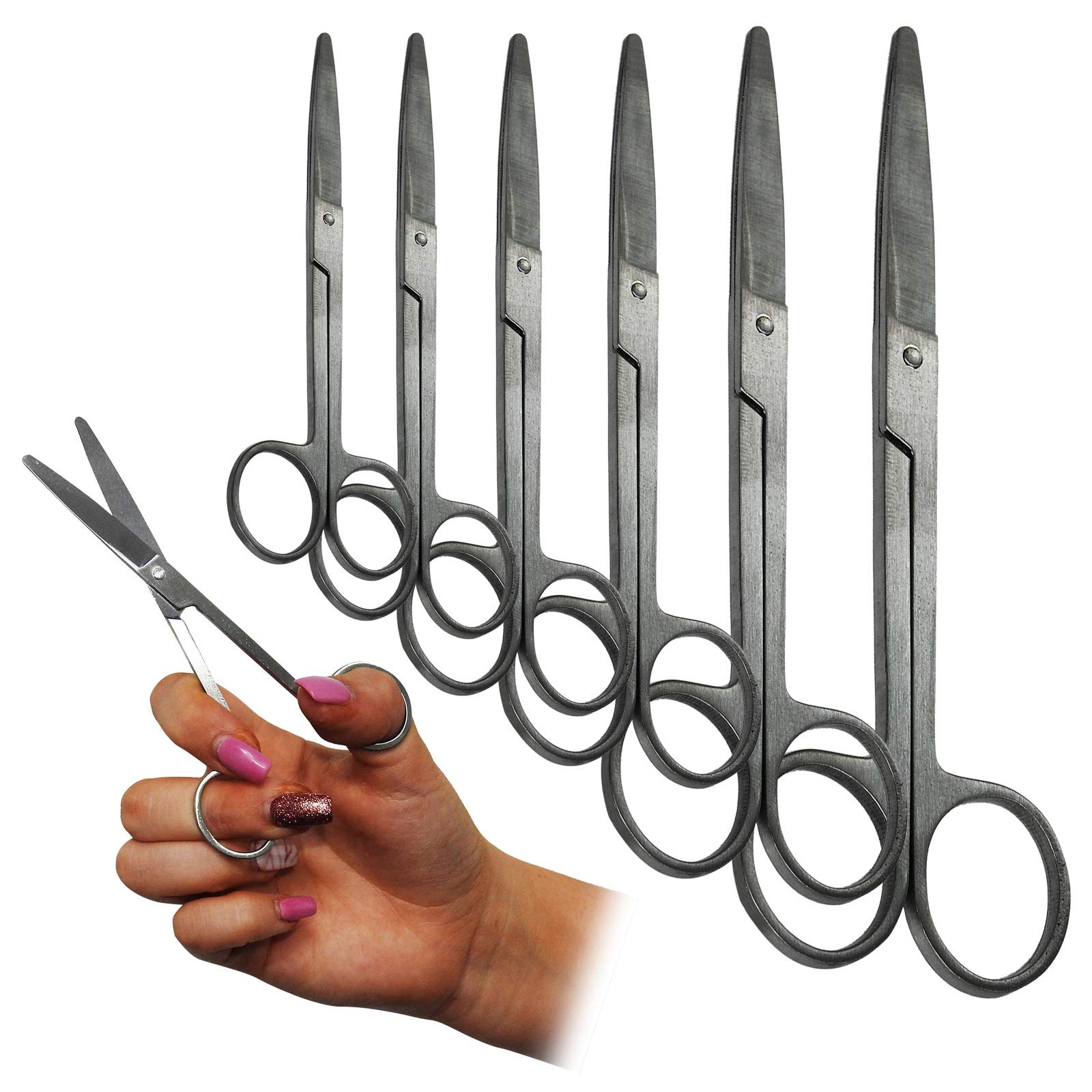 Qualicare 6 Pack First Aid Nurses Stainless Steel Scissors Blunt/Blunt