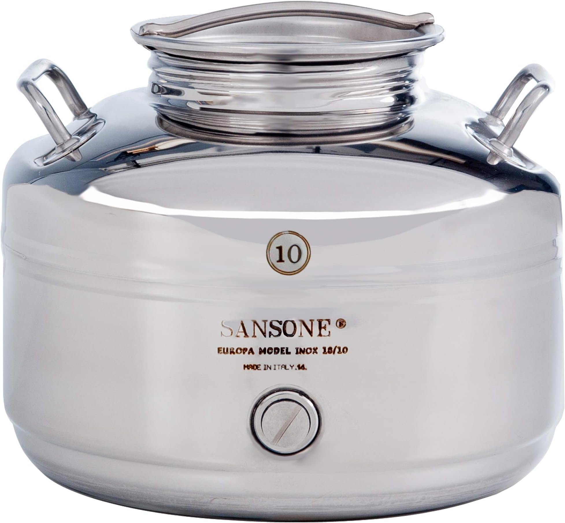 Sansone Stainless Steel Water Dispenser with Spigot, 2.64 Gallon, 10 Liter, Silver