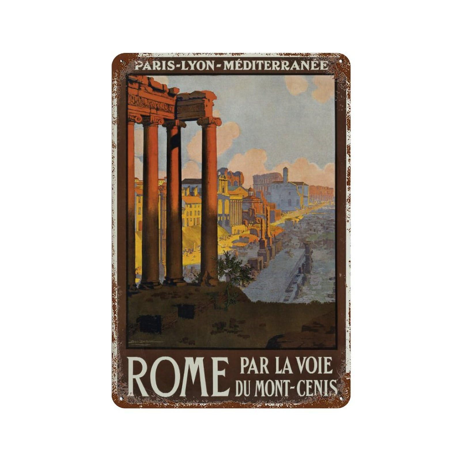 xiaoxiaoshen Rome Vintage Travel Wall Decor Art Metal Tin Poster Modern Home Decor Art Home Bar Shop Decorations Vintage Sign 30x20cm