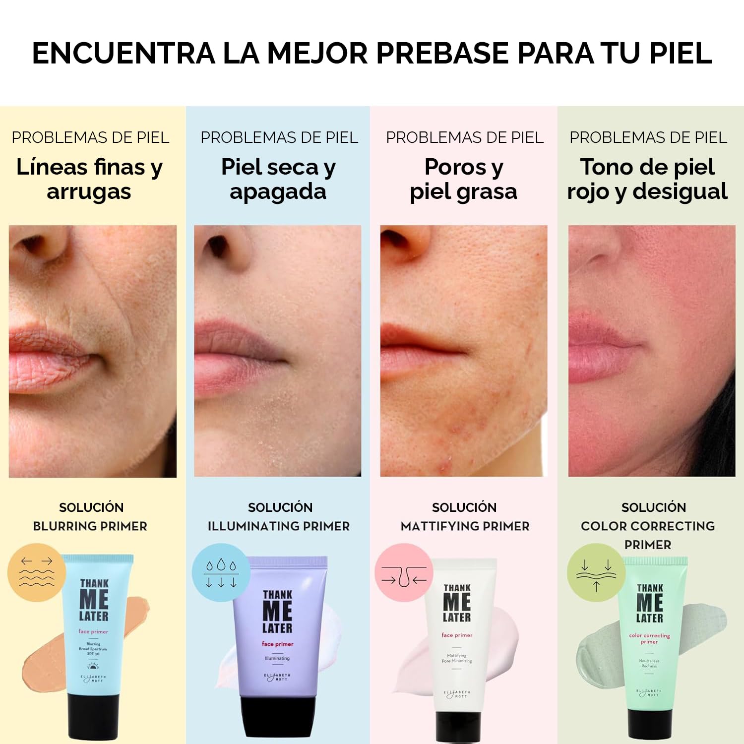 Elizabeth Mott Sombra de ojos a prueba de agua para prevenir los párpados grasos y arrugas Imprimación de cara mate (30 g) Claro