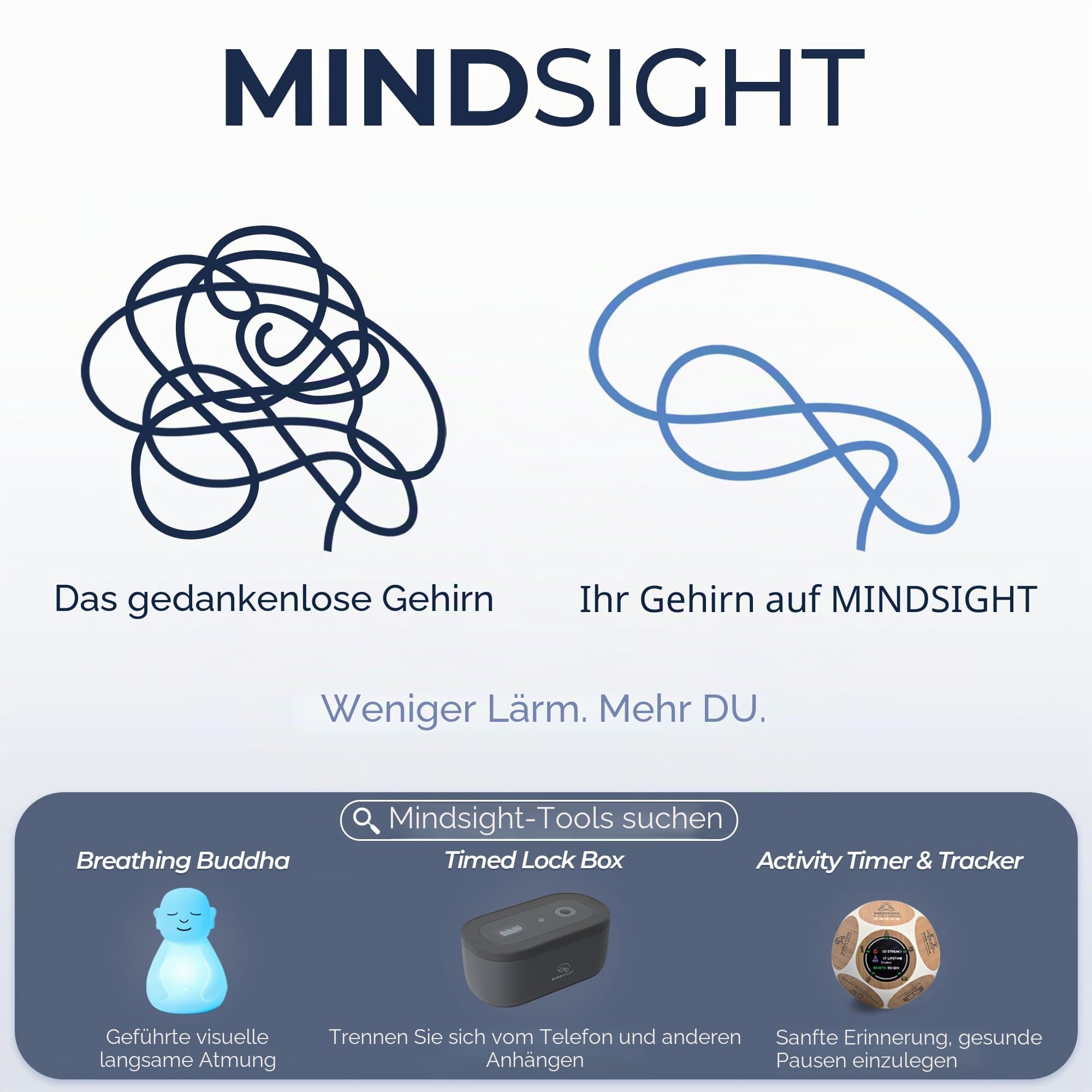 Mindsight "Breathing Buddha" geführtes visuelles Meditationswerkzeug für Achtsamkeit, verlangsamen Sie Ihre Atmung und beruhigen Sie Ihren Geist für Stress- und Angstlinderung, perfekt für Erwachsene