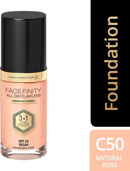 Max Factor - All day flawless 3 in 1 foundation, base de maquillaje, 50 natural - 2