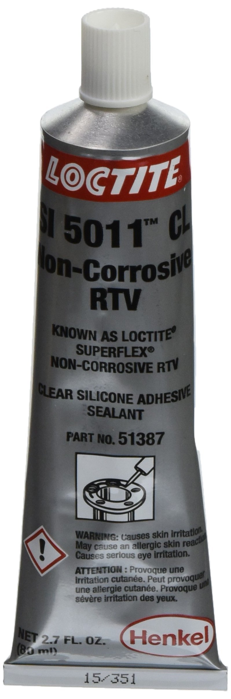 Loctite 234323 Clear Super Flex Silicone Sealant, Shore Hardness 20