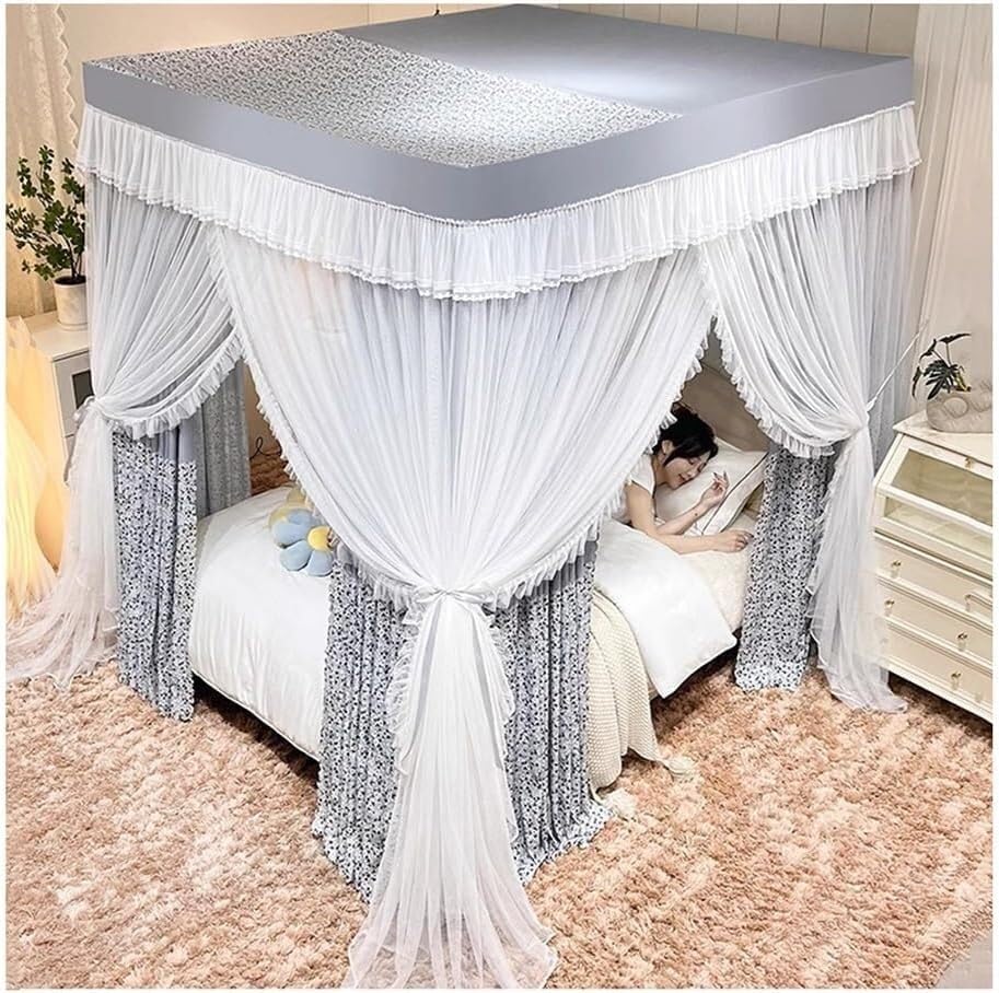 Cortina de cama 2 en 1 antimosquitos con dosel opaco para literas de dormitorios modernos