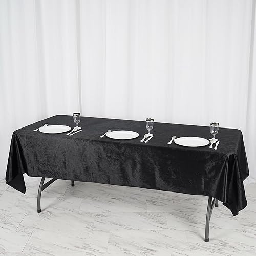 Miniatura 6 de Efavormart - Mantel rectangular de terciopelo negro prémium de 60 x 102 pulgadas para eventos de fiesta de boda