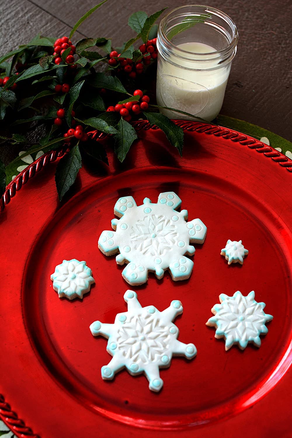 Juego de 5 cortadores de galletas de plástico de copo de nieve