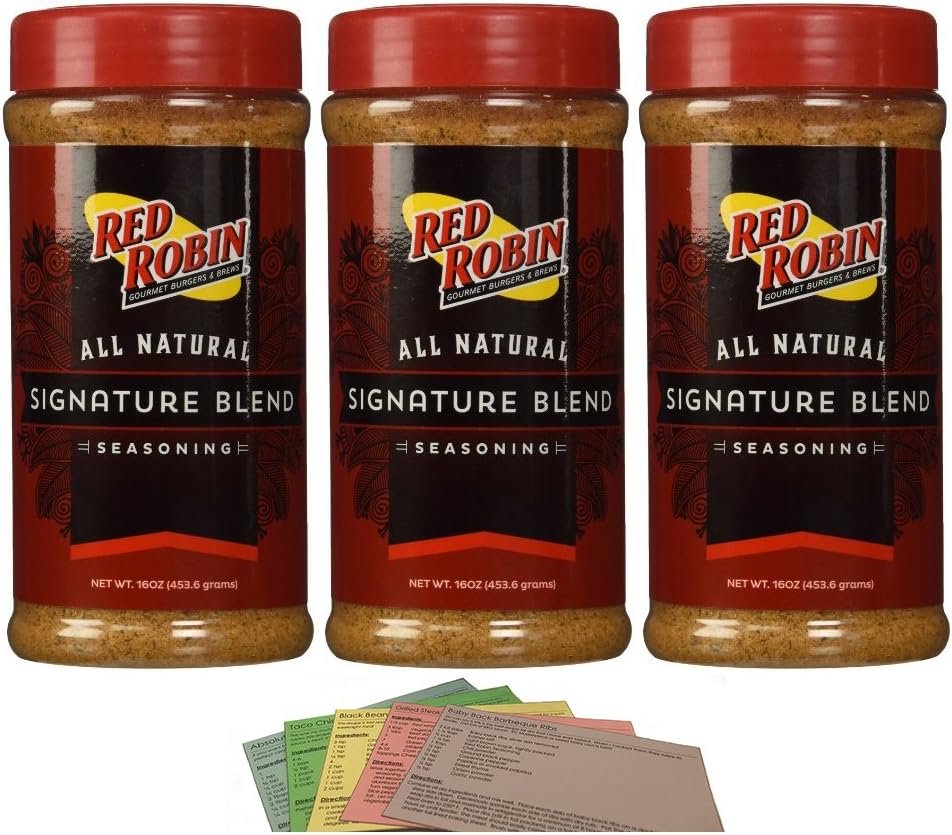 Red Robin Seasoning 16oz Signature Blend with 5 Recipes (3 Pack) (3 Pack)