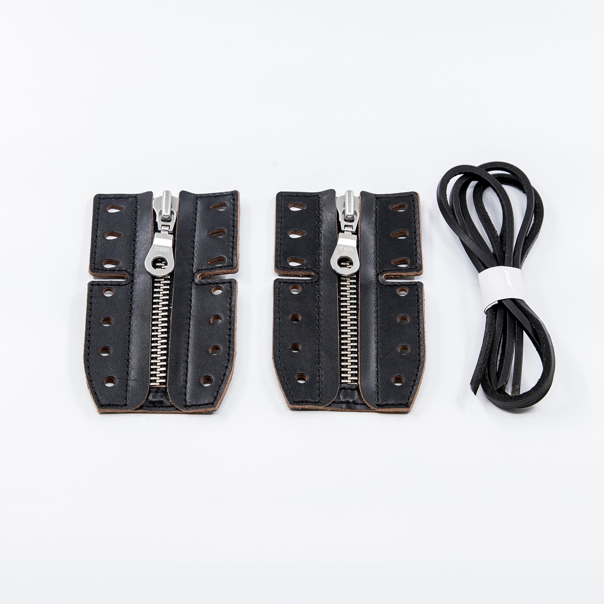 PandaHall Reißverschlusseinsätze Aus Leder Für Stiefel – 2er Set Schwarz/bronze, 16 Cm Lang, Schnelles Schnüren Ohne Bücken