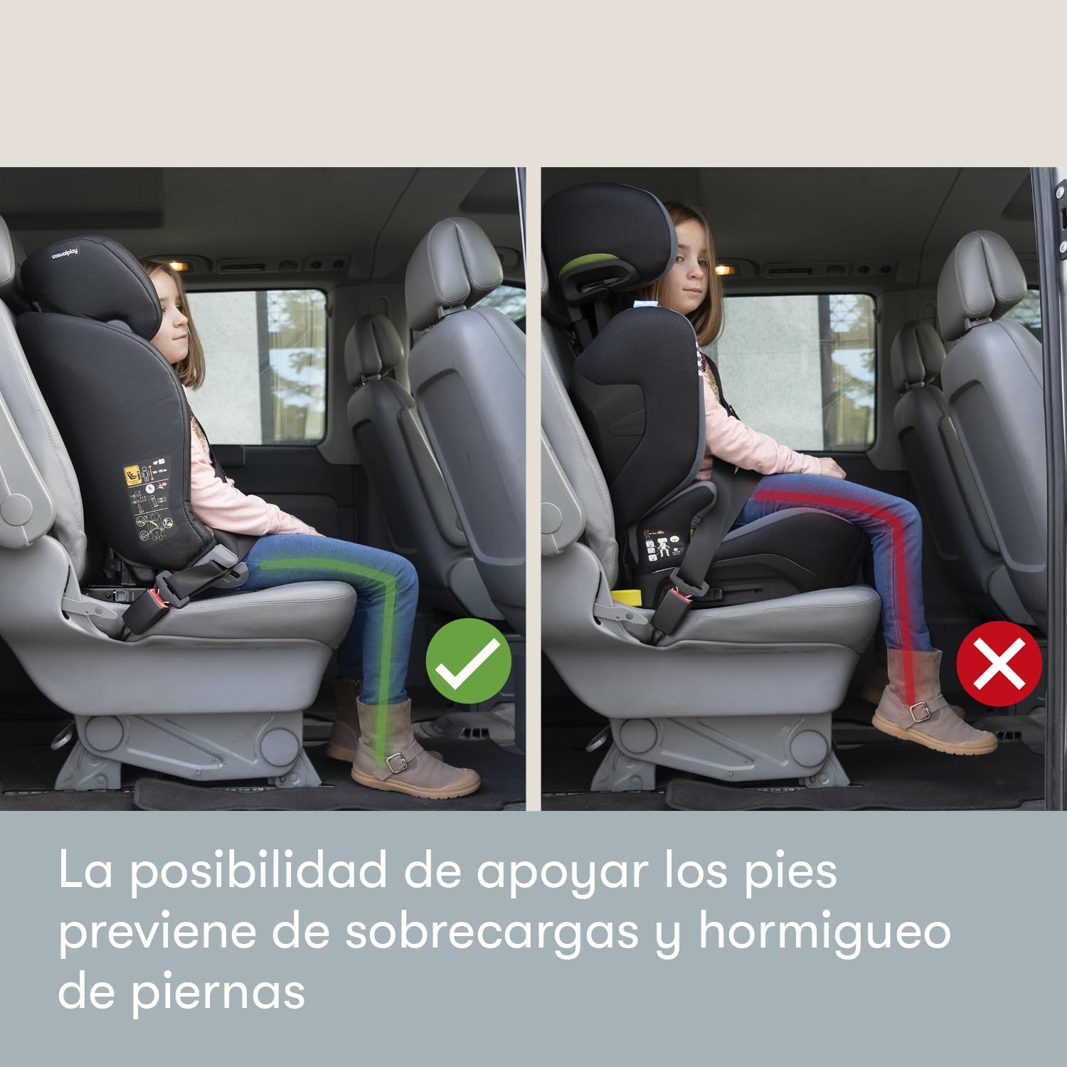 Casualplay Backfix i-size Silla de coche para niños de 3 a 12 años, de 100 a 150 cm, con isofix. Reduce el mareo. Light grey.