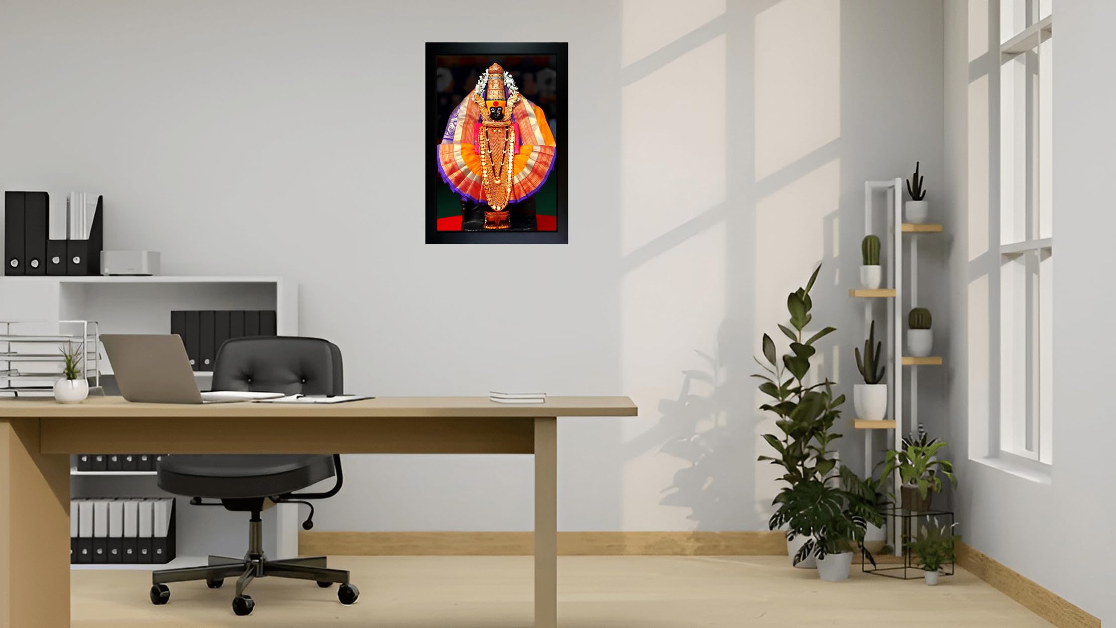 CrowdHall Shree Mahalaxmi Photo Frame | Ambabai Temple Kolhapur | Shree Mahalaxmi Wall Painting With Frame For Home Decoration And Gifting (10 x 13.5 inch) 1