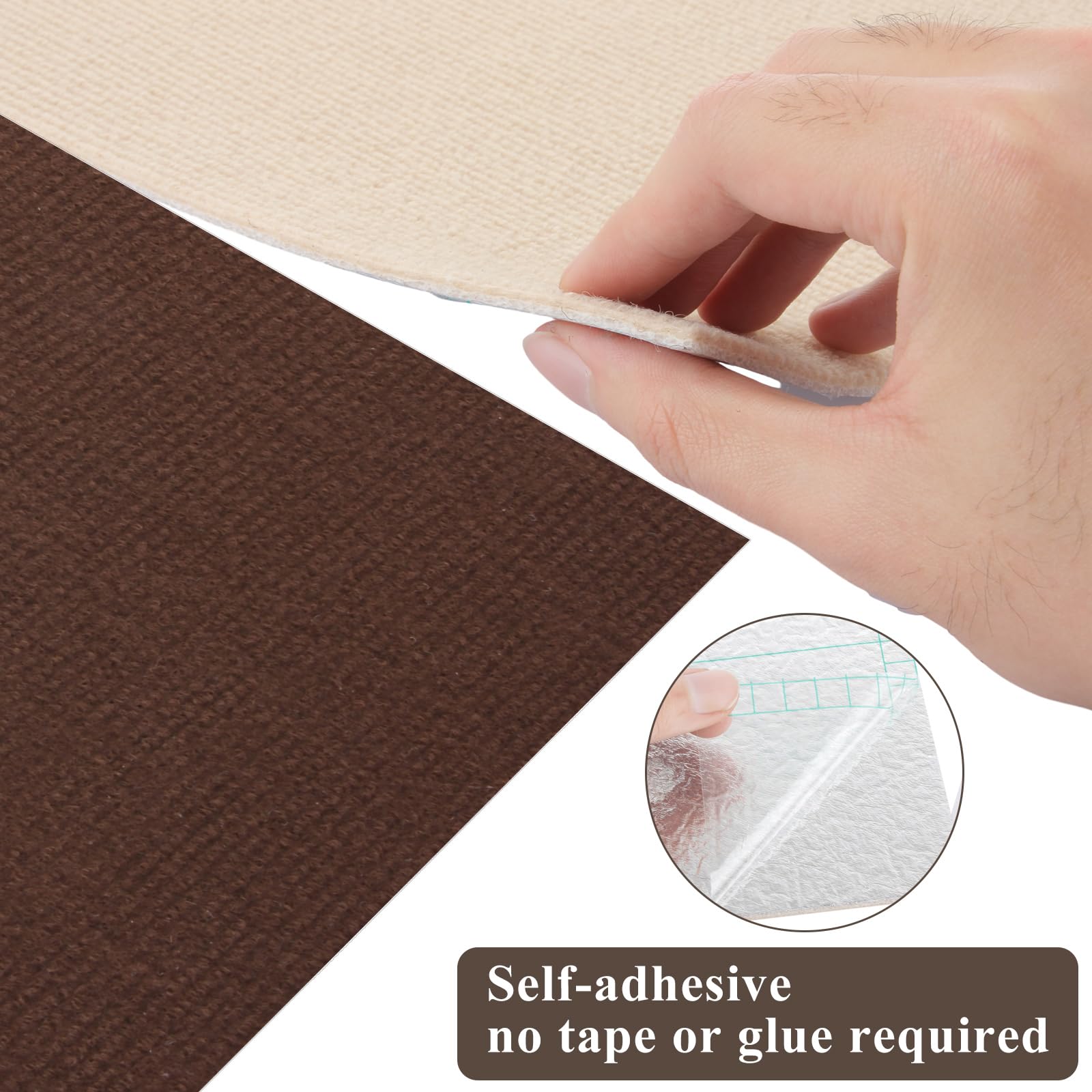 Selbstklebende Teppichfliesen, 30 Stück, 30 x 30 cm, rutschfeste Quadrate, Bodenbelag für Schlafzimmer, Wohnzimmer, Büro – 3 Farben zum Abdecken von Flecken