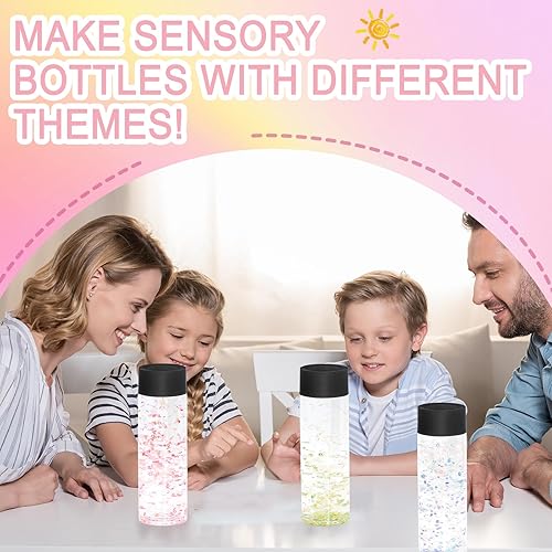 Miniatura 6 de 29 botellas sensoriales de plástico vacías con tapas, botellas de agua de plástico transparente de 10 onzas fluidas a prueba de fugas, botellas