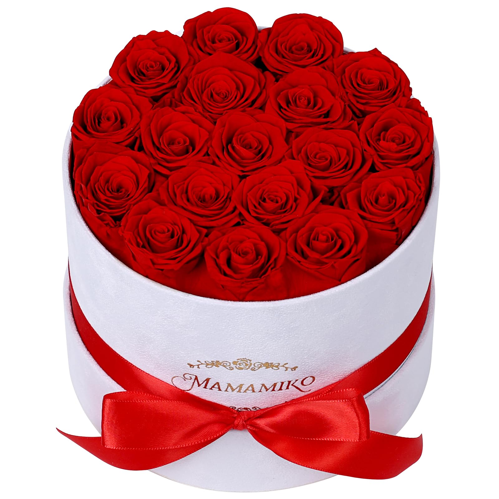 18 Rose Rosse Stabilizzate in Scatola in Suede, Rosa Eterna Regalo per Donna, Mamma, Moglie, Fidanzata, per San Valentino, Compleanno, Anniversario, Festa della Mamma