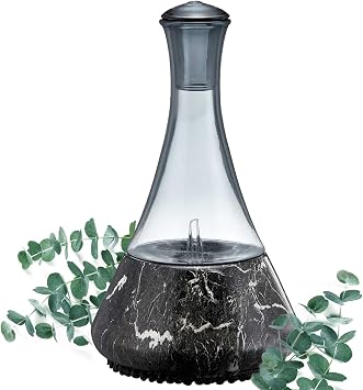 Nebulising Essential Oil Diffuser - Opulence I Hand-Crafted Glass Aromatherapy Diffuser with Black Ceramic Base, LED Light Room Diffusers for Home, Elegant Decor & Wellness Gift