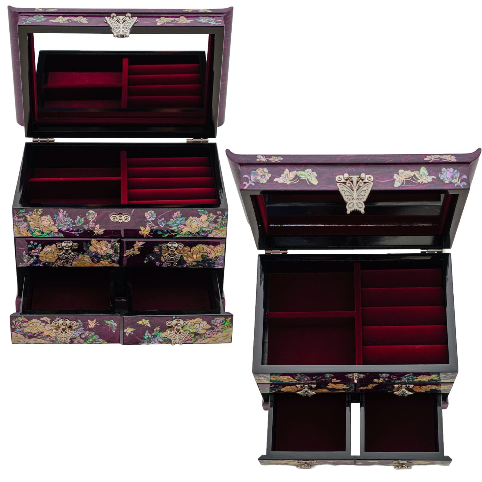 Mini Caja Organizadora De Joyería Retro De Viaje De Madera Tuche De Almacenamiento Portátil