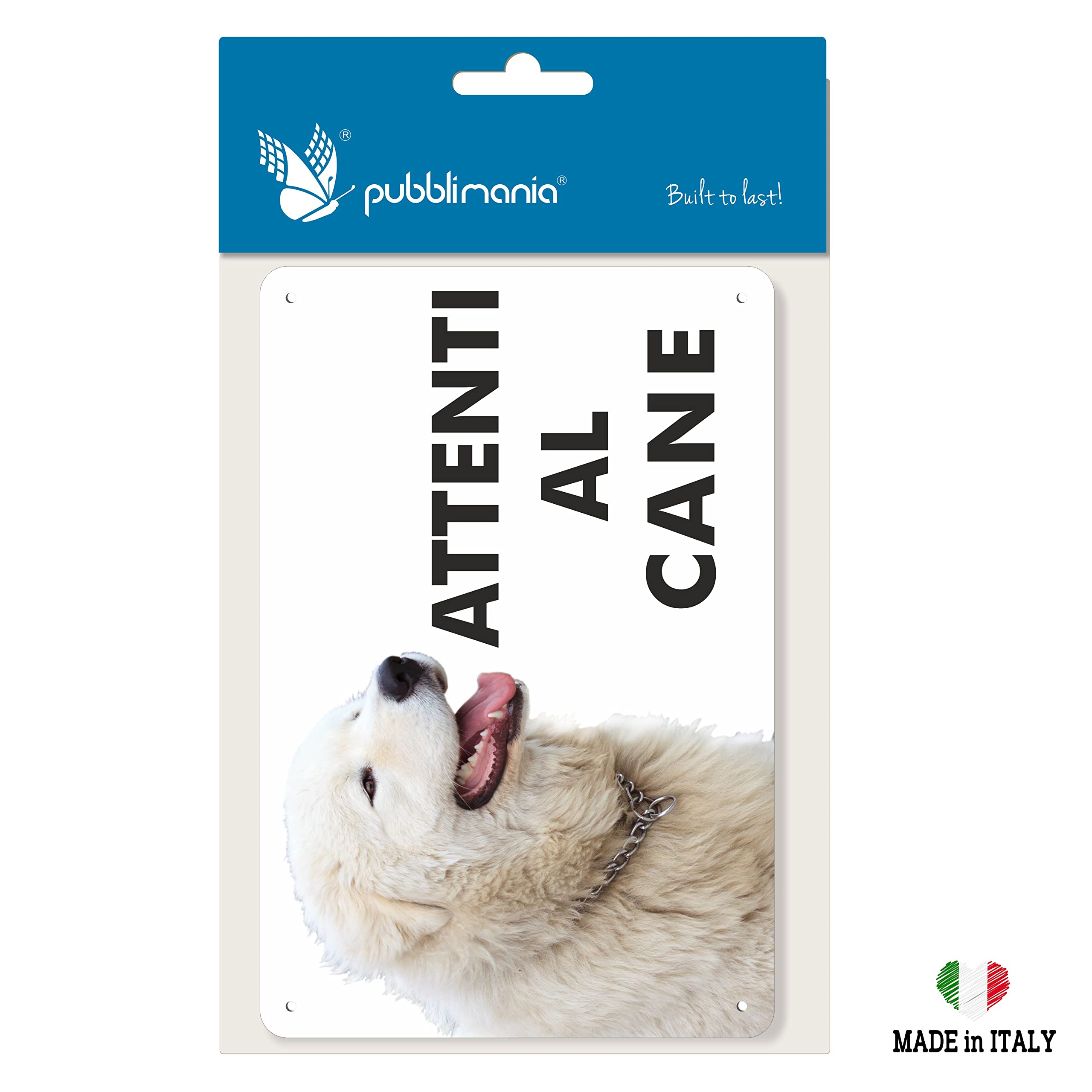 Cartello 'Attenti Al Cane' Pastore Maremmano In Alluminio 20x30cm - Resistente Per Esterni - Foto 2