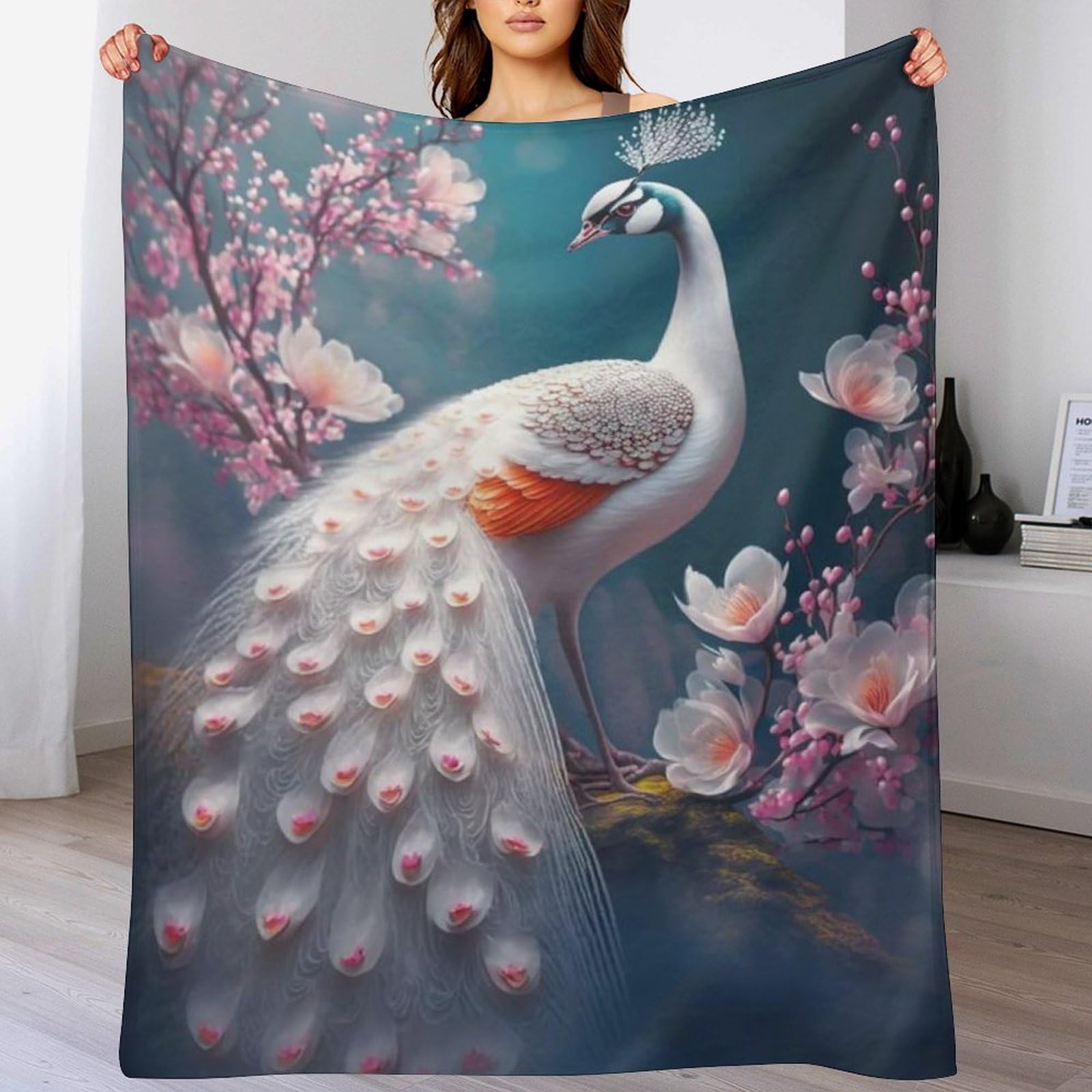 Couverture paon en flannel douce contre le froid de l'hiver