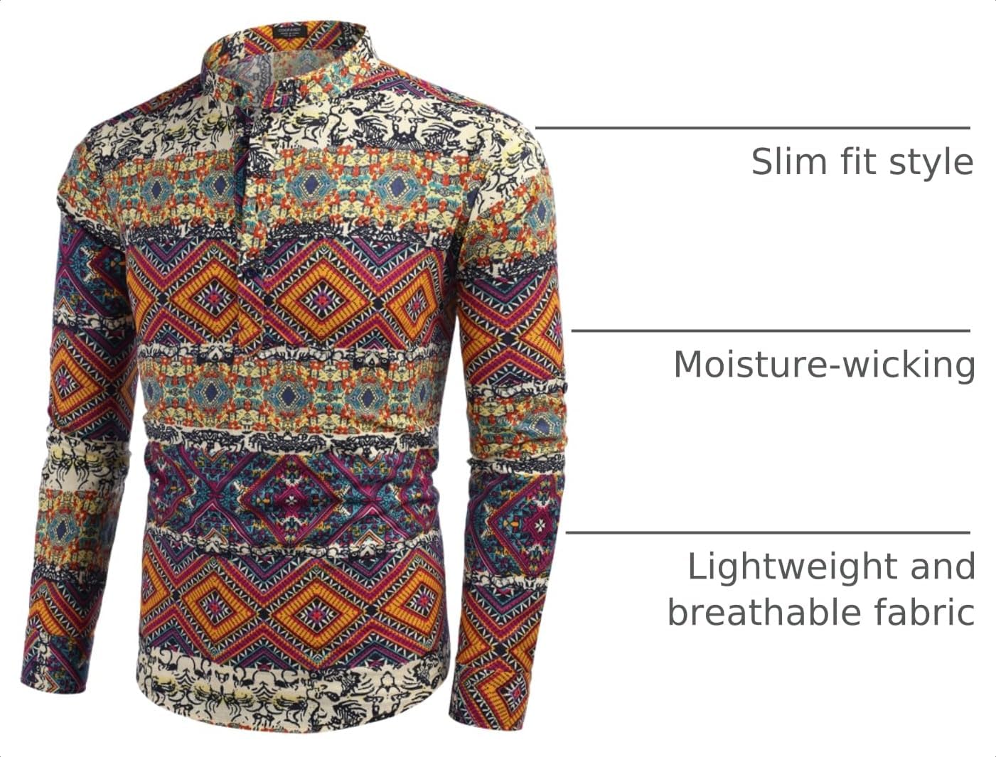 COOFANDY Men's Cotton Linen Henley T-Shirts Long Sleeve Casual Beach Shirts image 4