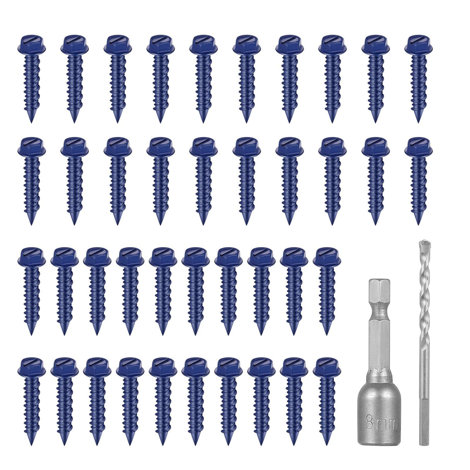 40Pcs Hexagonal Head Concrete Screw Anchors Building Fasteners Masonry Screws for Construction and Home Repair Tasks Masonry Screws for Concrete