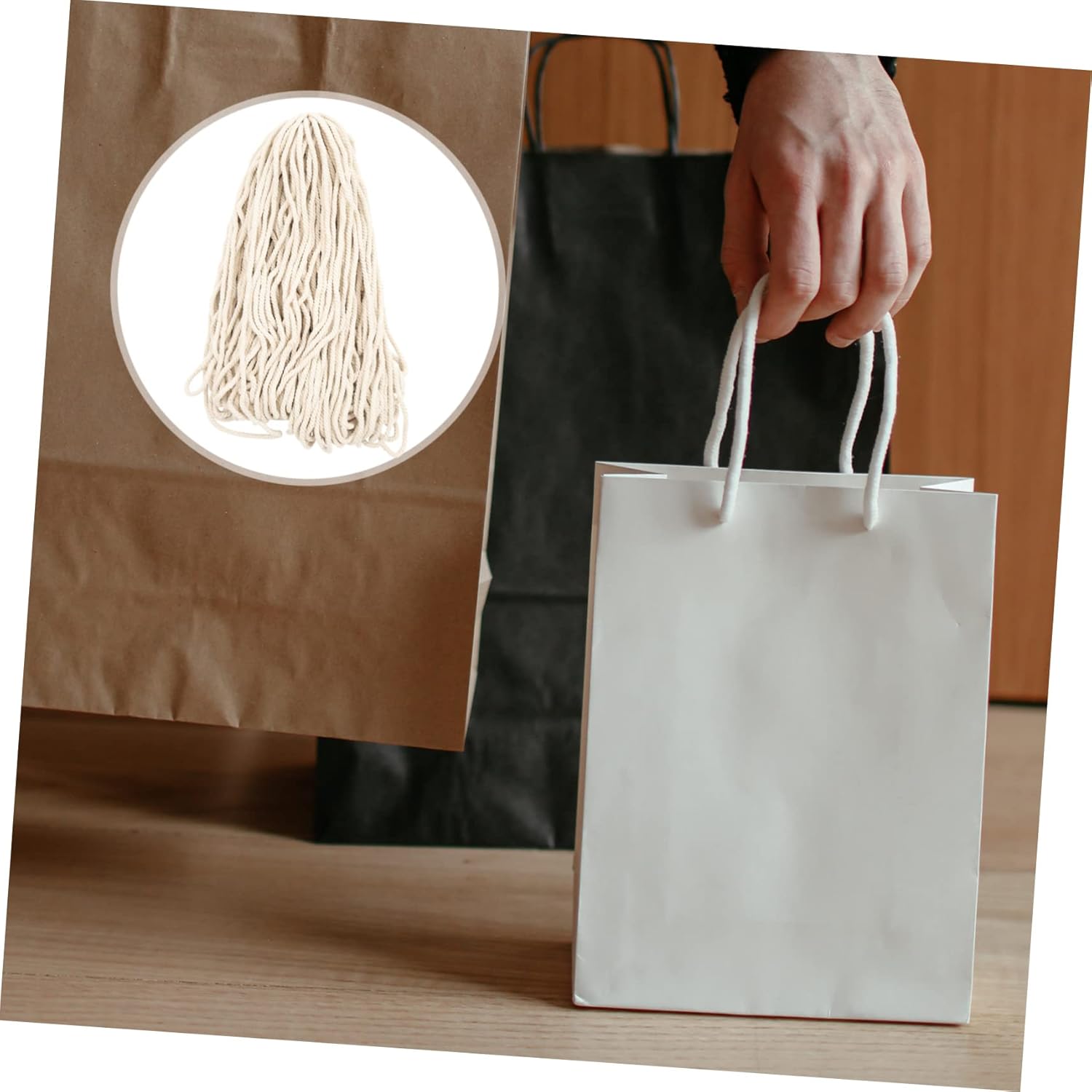 Garneck 3-Strand Natural Cotton Rope for DIY Crafts Hanging Decor and Macrame Projects Sturdy 50 Feet