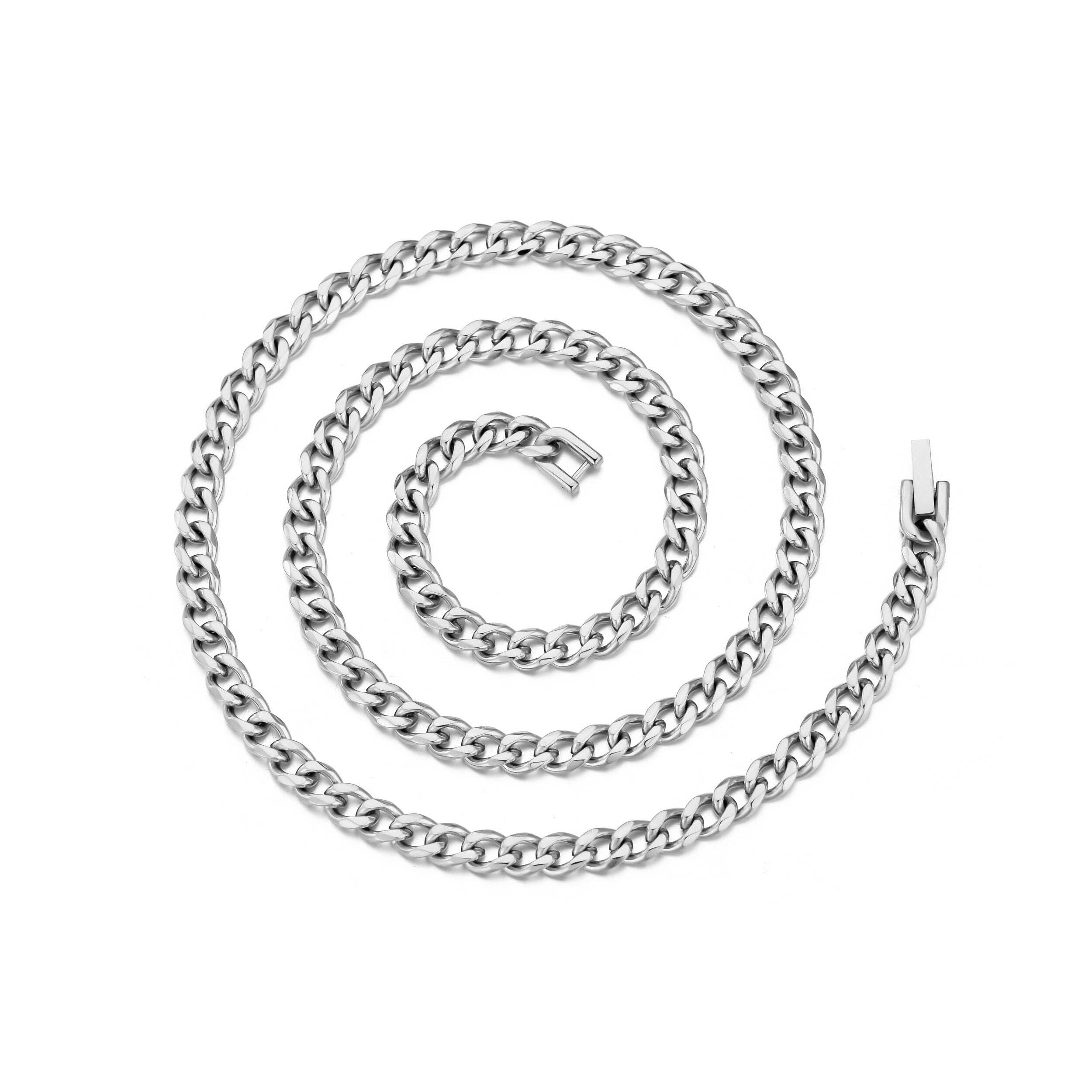 Men's 6mm Stainless Steel Curb Chain Necklace 18" 20" 22" 24" Inch