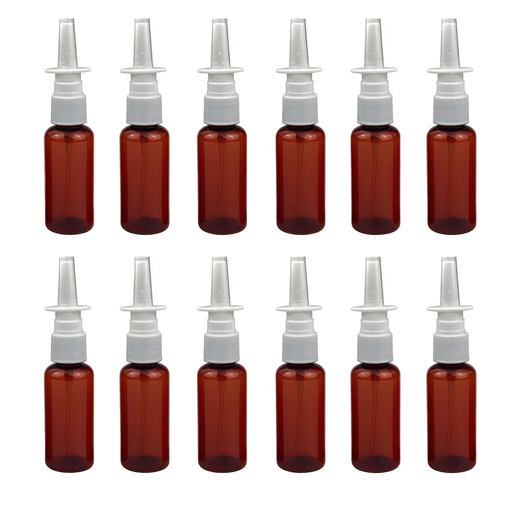 ASTRQLE 12PCS Amber Plastic Empty Refillable Nasal Spray Bottles Fine Mist Sprayers Makeup Water Container For Perfumes Essential Oils (20ml)