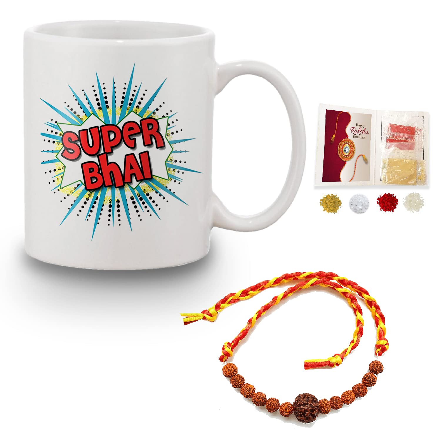 BANDHAN Designer Rakhi Gift for Bro Printed Coffee Mug 350ml(1 Roli Tikka Pack) Best Rakhi Combo for Bhan Bhai