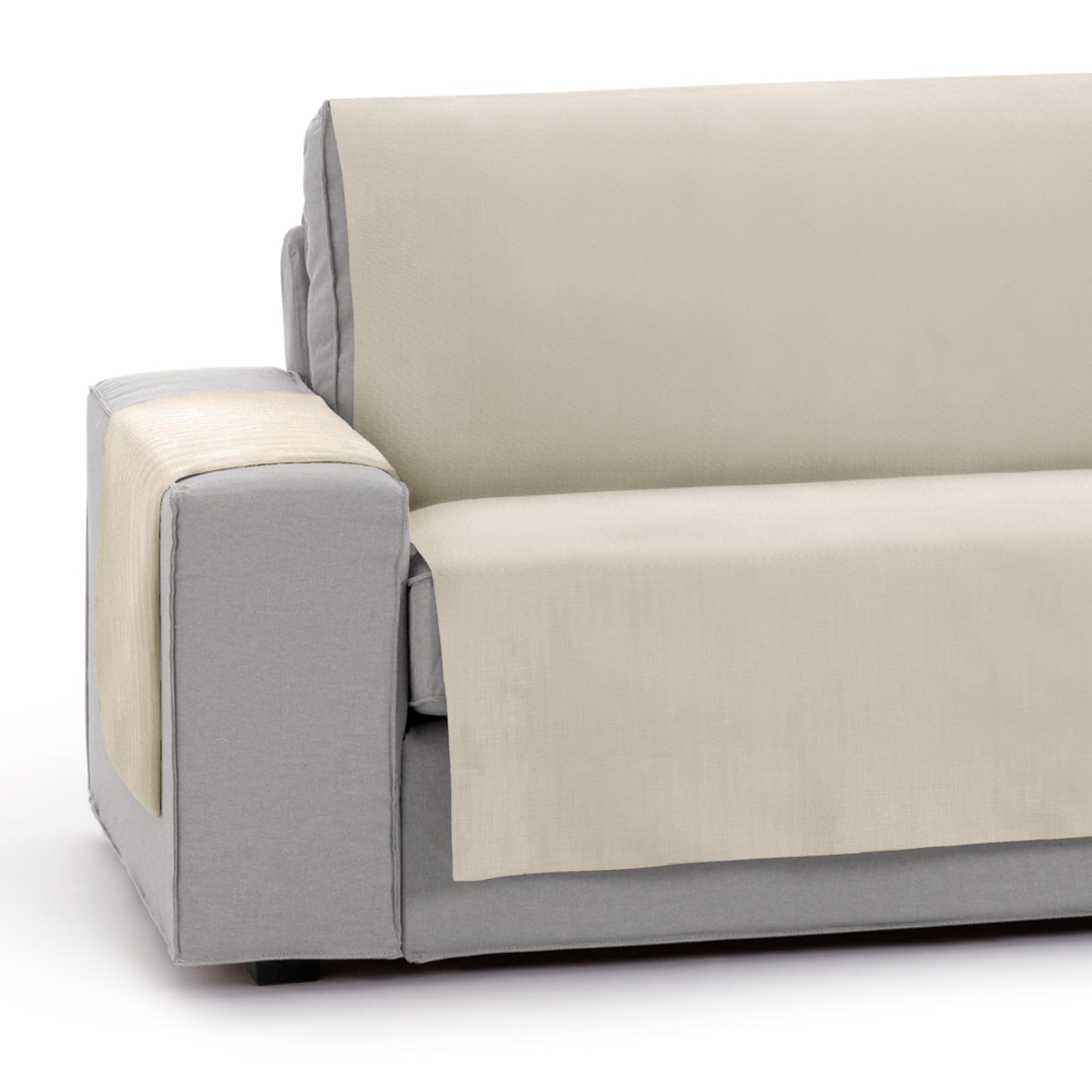 Vipalia Protector Funda Sillon Relax. Cubre Sofa 1 Plaza. Cubre Sillon reclinable Liso Algodon. Fundas para Sofa Royale. Color Lino. Cubre Sofa 1 Plaza/Relax 55 cm. para Sofas de 60 a 110 cm.