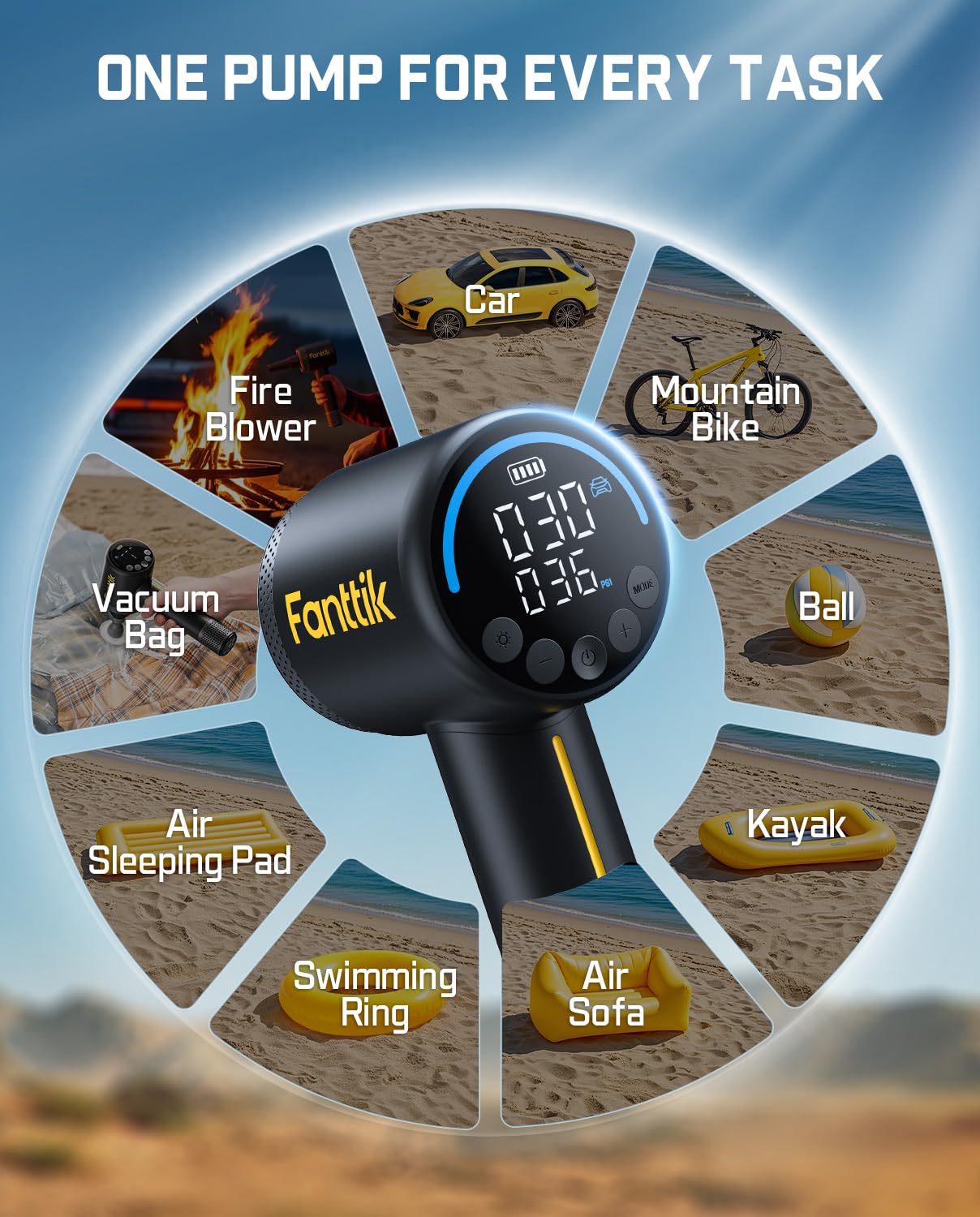 Fanttik X9 Tire Inflator - 2-in-1 Air Pump -2 Fanttik X9 Tire Inflator - 2-in-1 Air Pump -2