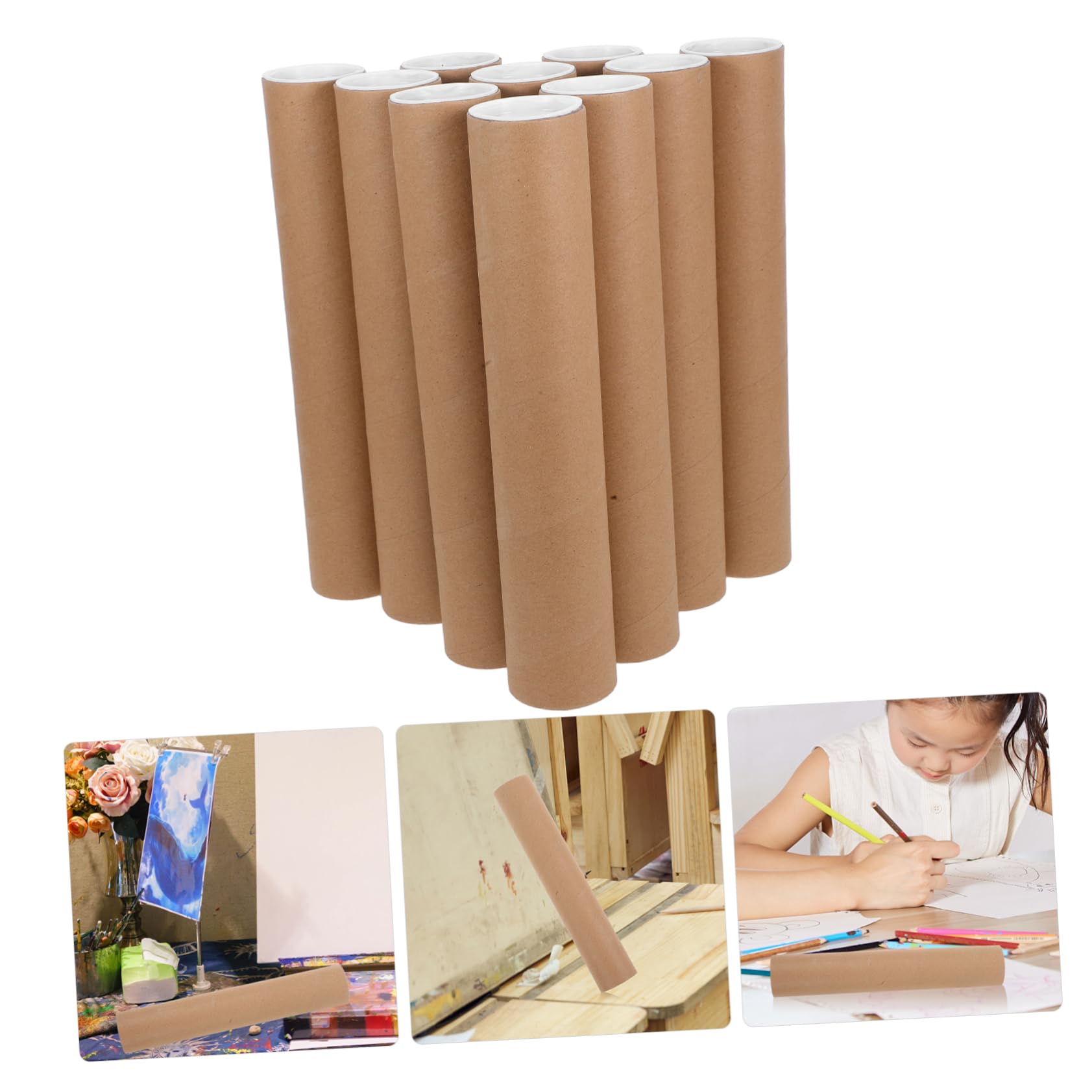 Mobestech 10pcs Brązowe Kartonowe Rurki Do Wysyłki I Przechowywania Plakatów I Rysunków Papierowych Kraft Idealne Do Wysyłki Opakowania Odcisków I Map Sztuki