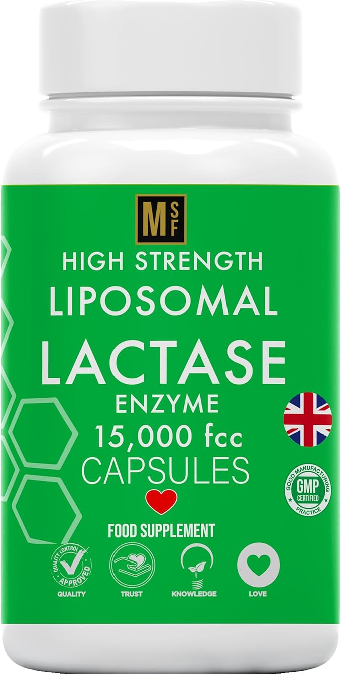 Liposomal Lactase Enzyme 15000FCC | 120 High Strength Lactase Capsules | Enzyme Tablets | Lactose Digestion | Digestive Enzyme Food Supplement