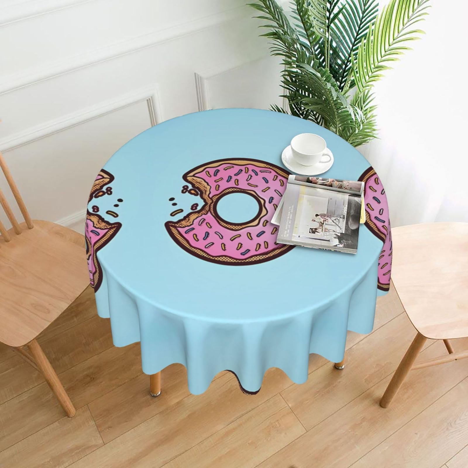 WHJSSF Donut Prints Round Decorative Tablecloth 60in - Elevate Your Dining Experience with a Stylish & Protective Table Throw