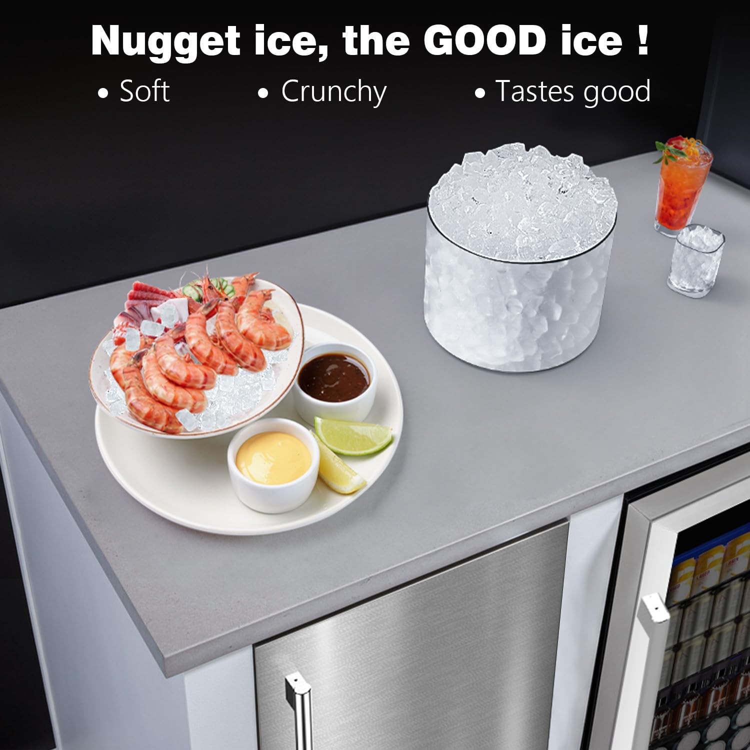Cowsar Commercial Ice Maker Machine, Nugget Ice, 66lbs/24h Stainless Steel Under Counter Ice Maker, Self-Clean&24h Timer, Commercial Nugget Ice Machine With Lcd Display, Ideal For Bar/Café/Restaurant on Fridge.com - View 5