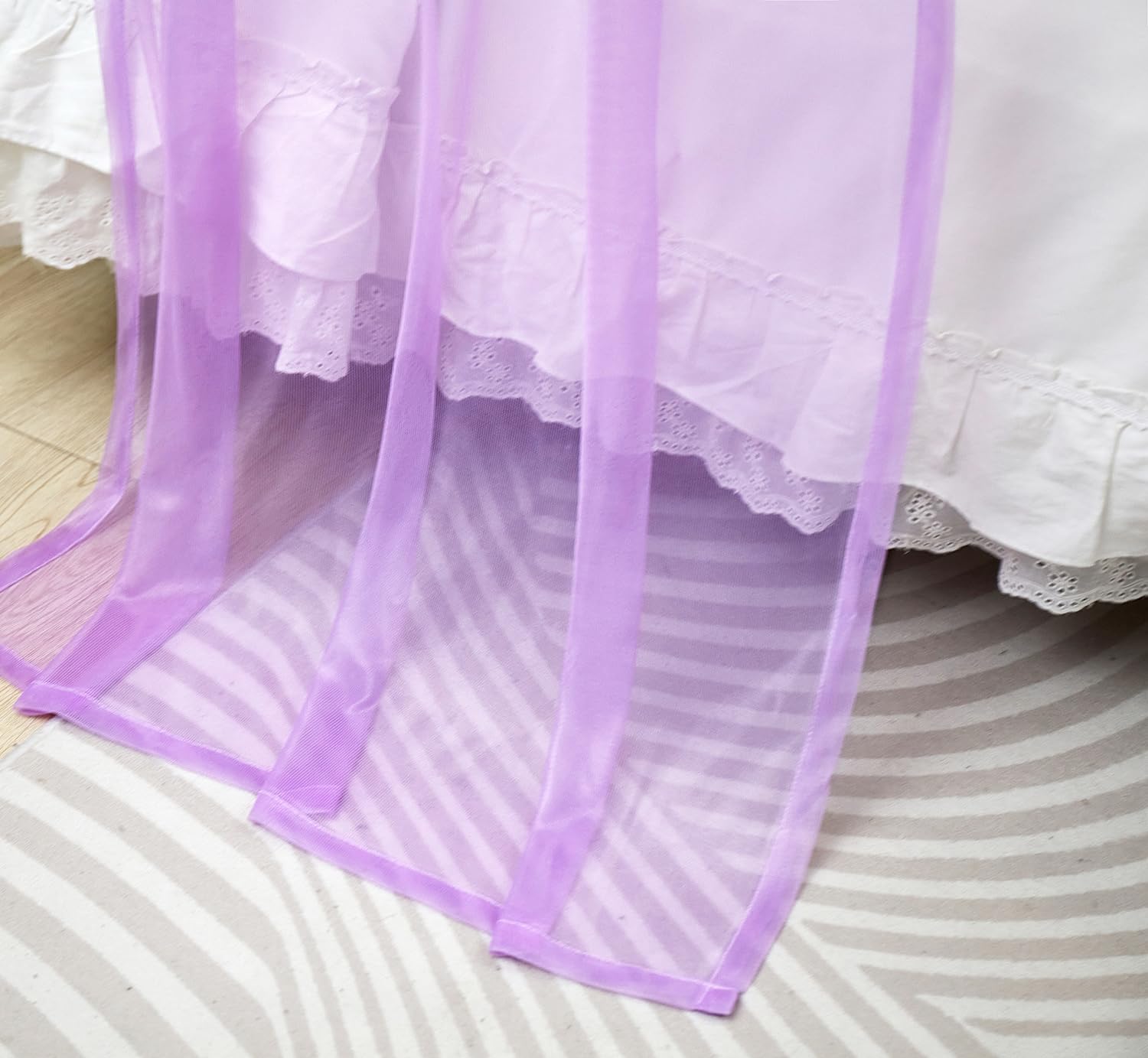 ZIQINPSQ House Bed Canopy Bed Curtains,2pcs Montessori Floor Bed Canopy for Girls Boys,Mosquito Net For Kids Wood Bed Frame,Bedroom Decorations (Purple) - Image 4
