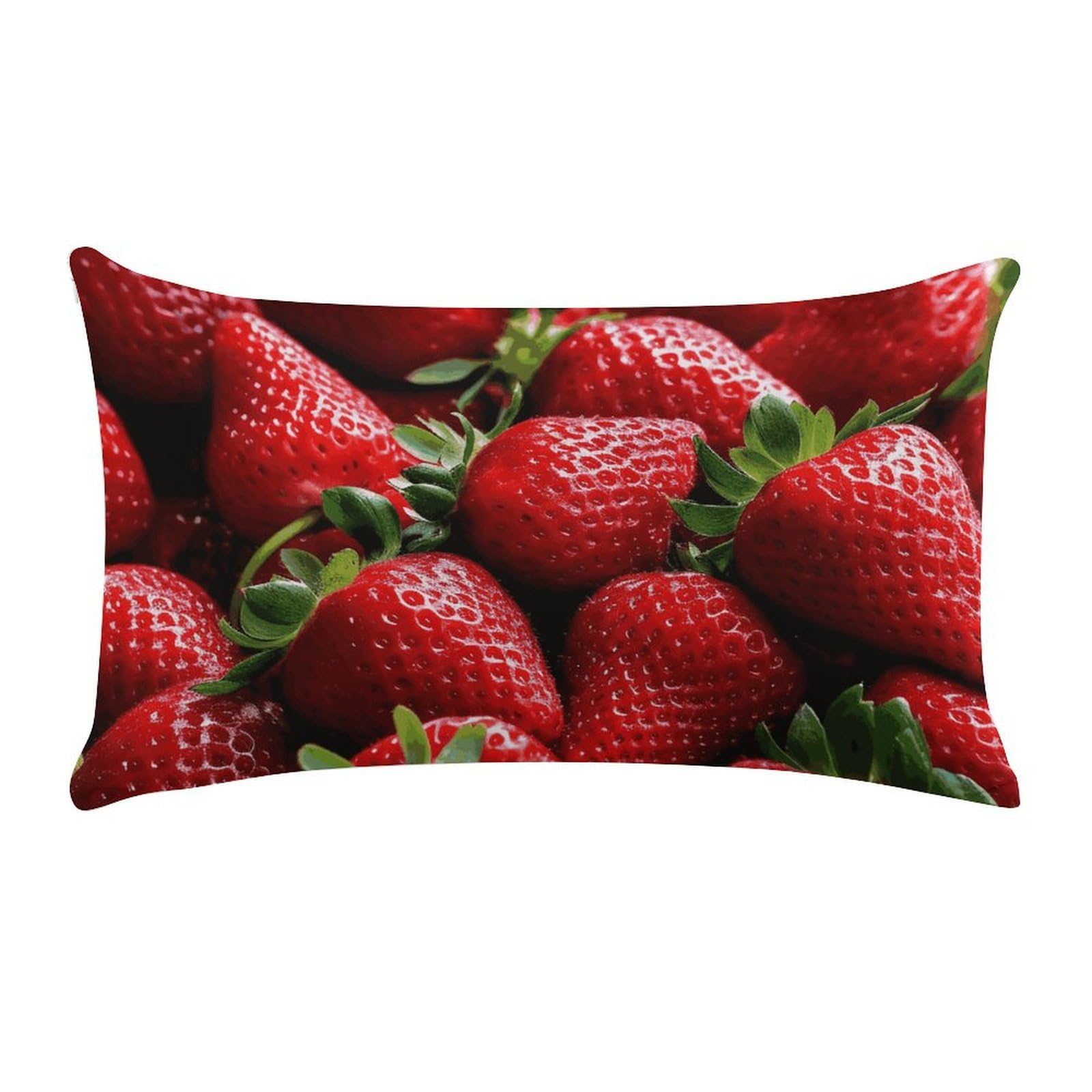 Fresh Strawberries Pillow Cases for Sofa, Super Soft Plush Pillow Cover with Zipper, Luxury Cozy Pillow Shams for All Seasons, Lightweight Pillowcases for Bedroom, 12" X 20"