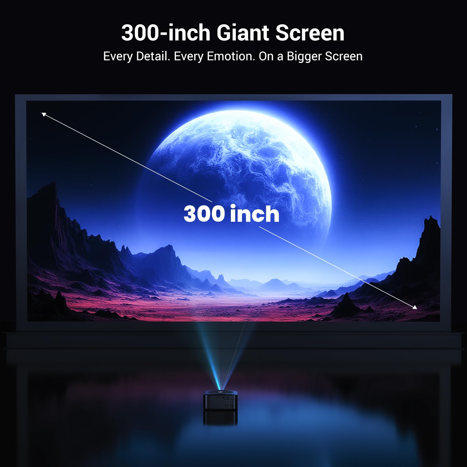1500 ANSI Official Licensed Google TV Smart Projector, HAPPRUN 4K Full HD Home Theater with Auto Focus, Dolby Sound, Wi-Fi Bluetooth, Built-in Apps, Compatible with Phone & PC, Indoor & Outdoor Use