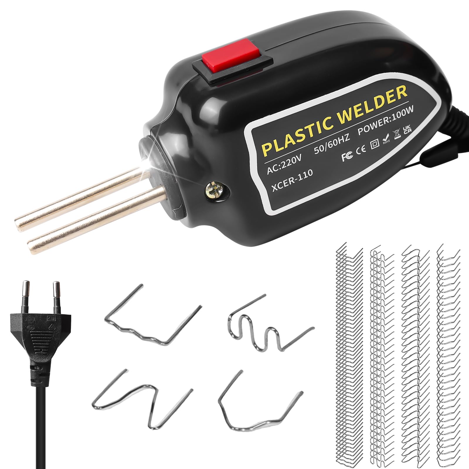 Saldatrice in plastica 100 W set riparazione paraurti 200 pezzi 4 tipi 500 °C