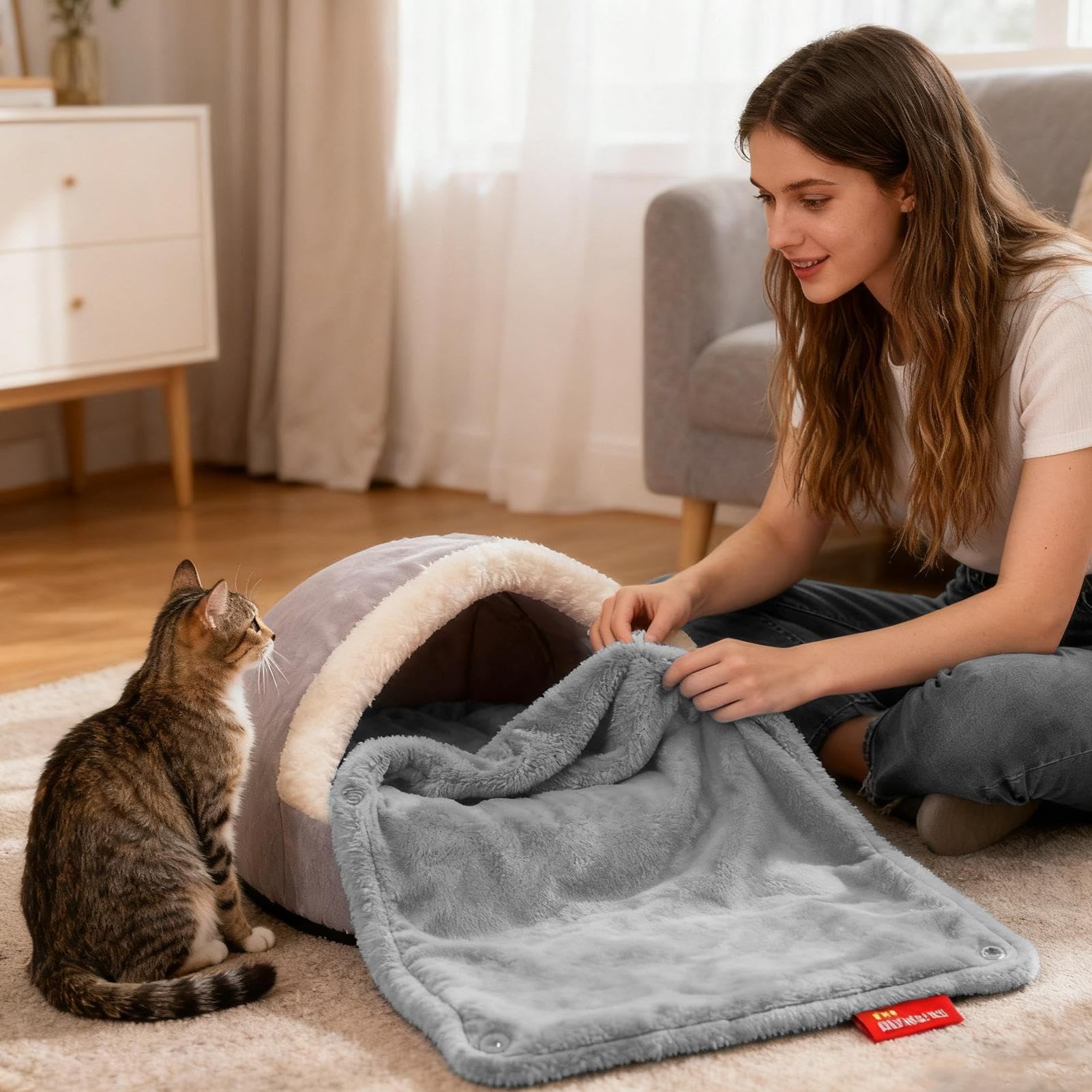 Cuccia Riscaldante per Gatti | Tappetino Riscaldante Ricaricabile | Tappetino Impermeabile 28X58 Cm Ricaricabile per Gattini Cuccioli Animali Domestici | Da Interni Casa Inverno Viaggi Freddo