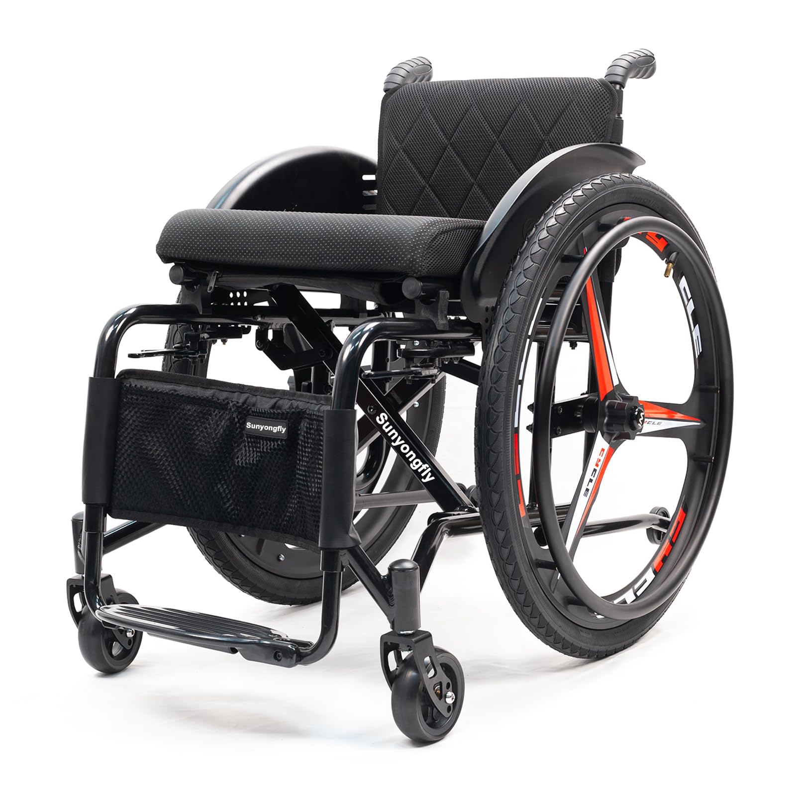 Silla de Ruedas Ligera para Adultos Silla de Ruedas de Aluminio Silla de Ruedas Deportiva Plegable Cómodo Respaldo Acolchado con reposapiés Ajustable y Altura de Asiento(Seat Width 40cm,B)