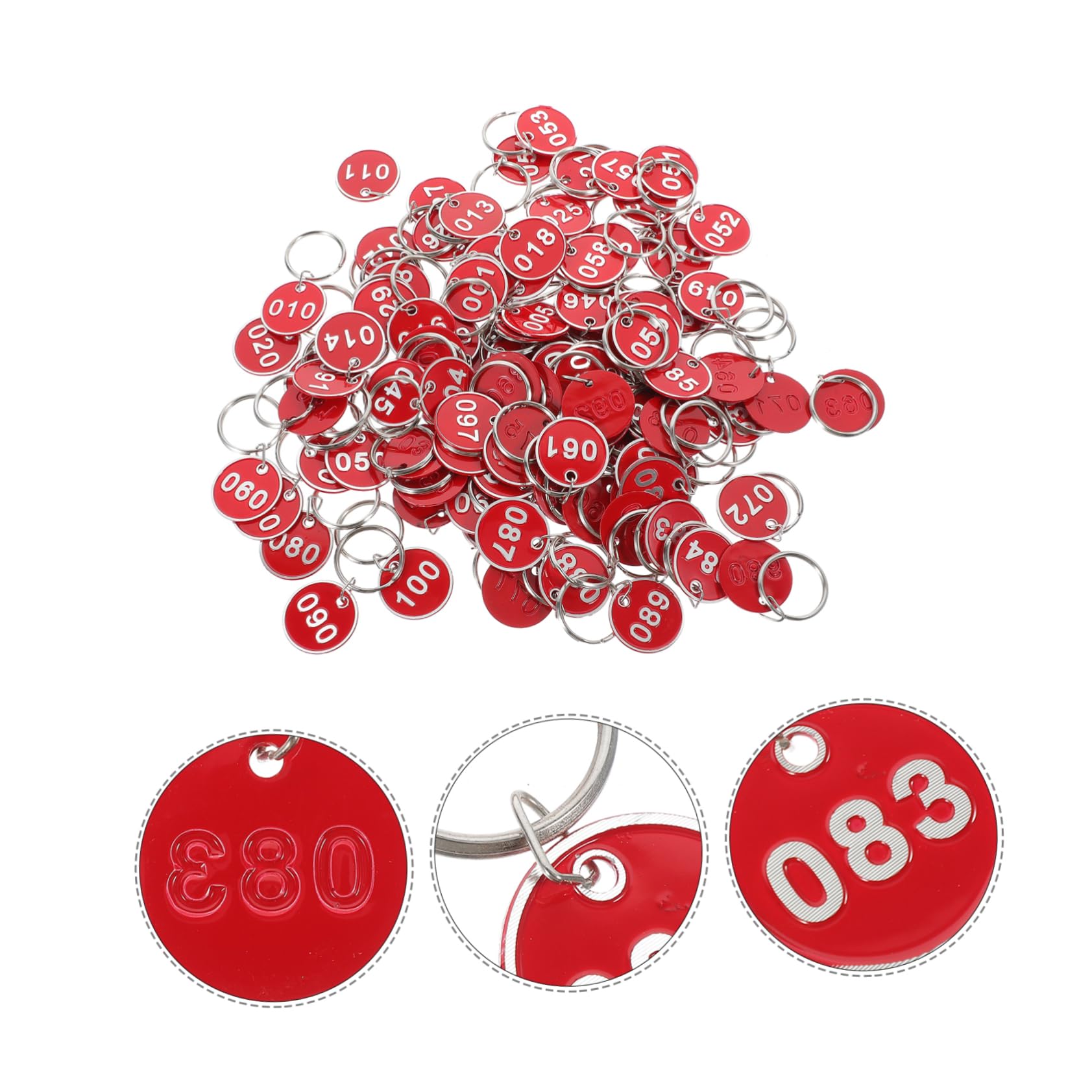 Lega di Alluminio Targhette Numerate Rosse Portachiavi 100 Pezzi