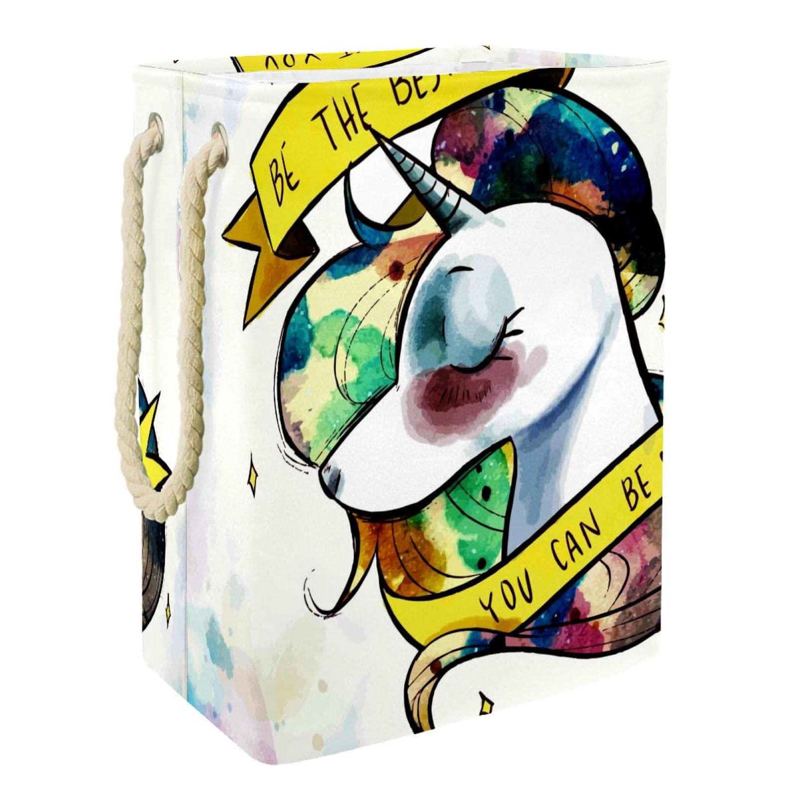 Panier à linge imperméable licorne aquarelle pour linge sale